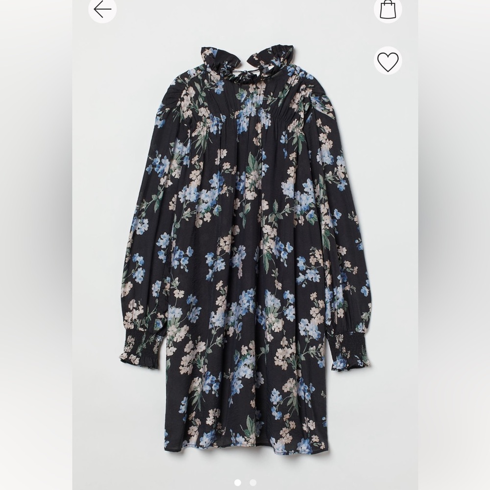 H&M ruffle sleeve A-Line blue floral dress